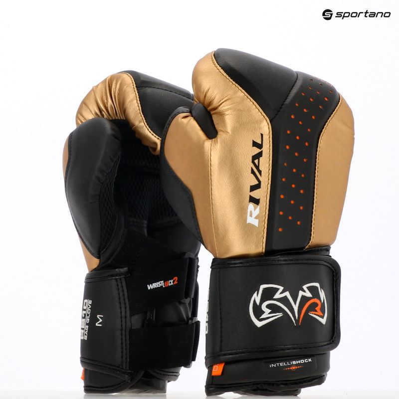 Rival RB10 Intelli-Shock Bag boxing gloves black/gold 3