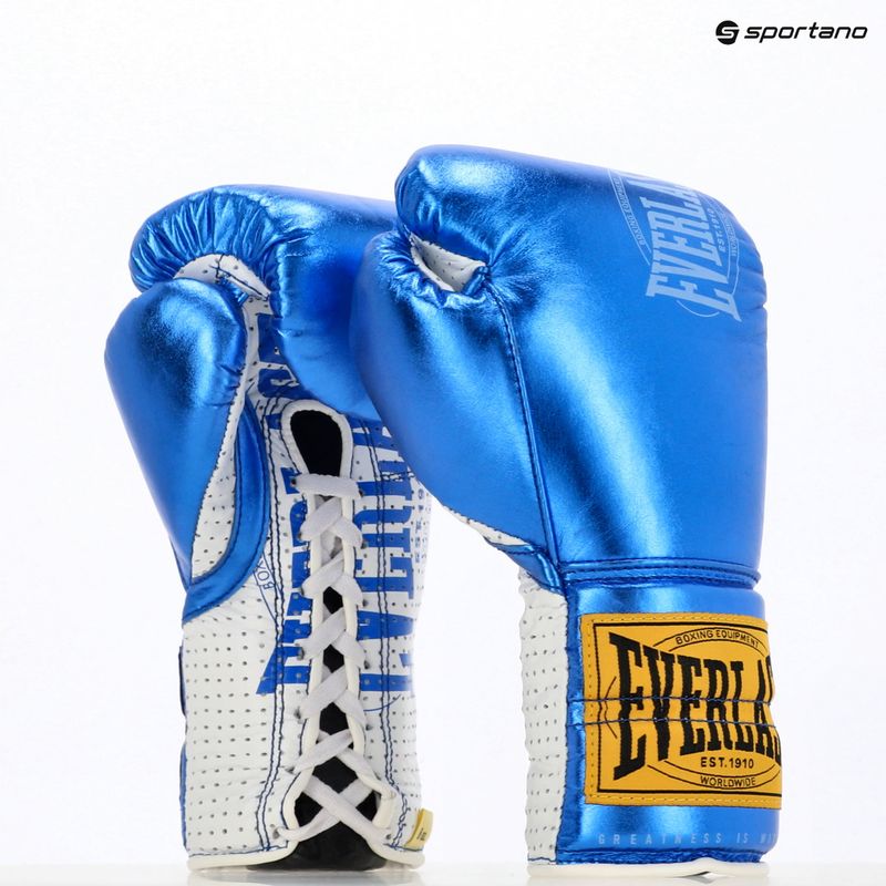 Everlast Fight Leather boxing gloves blue 3