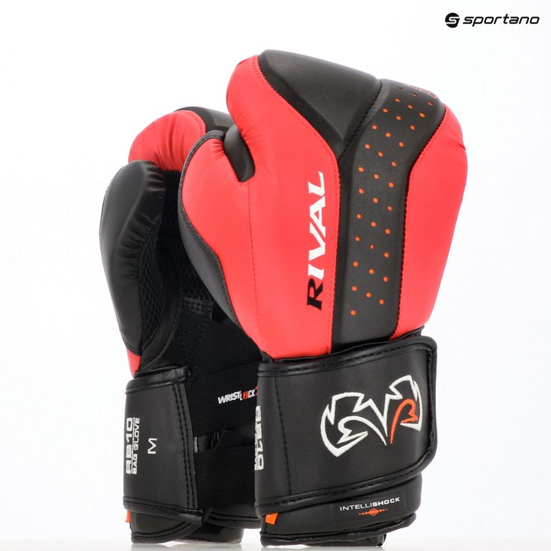Rival RB10 Intelli-Shock Bag boxing gloves black/red 3