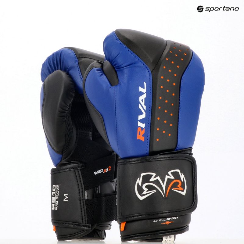 Rival RB10 Intelli-Shock Bag boxing gloves black/blue 3