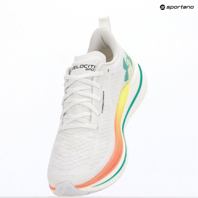 Women's running shoes Under Armour Velociti SPD white/orange bloc/metallic silver 9