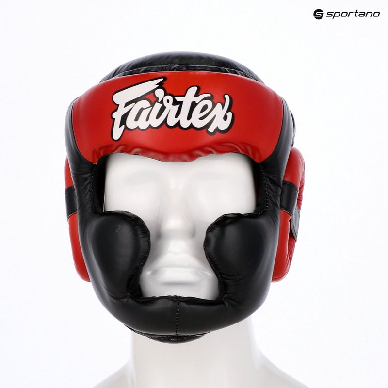 Fairtex Diagonal Vision Sparring Boxing Helmet - Full Head Coverage black/red 6
