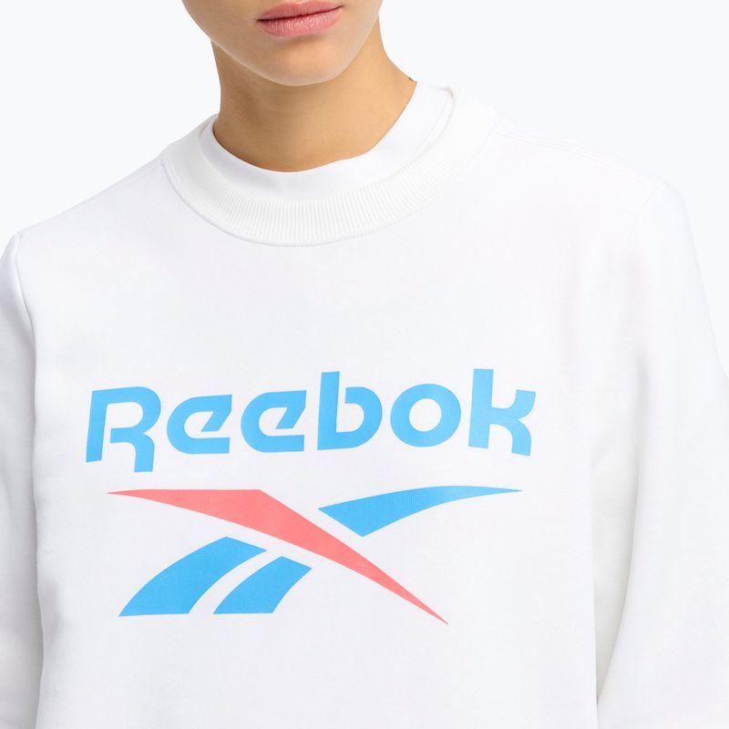 Women's Reebok Identity Big Logo Fleece Crew white/coral/blue sweatshirt 4