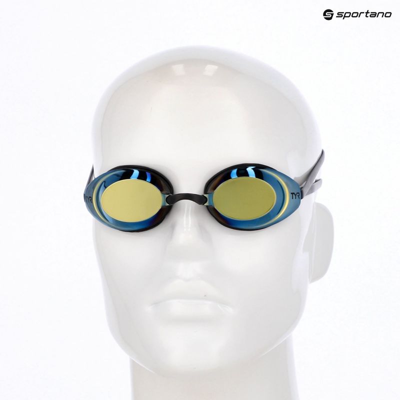 TYR Vecta Racing Mirrored swimming goggles gold/black/black 3
