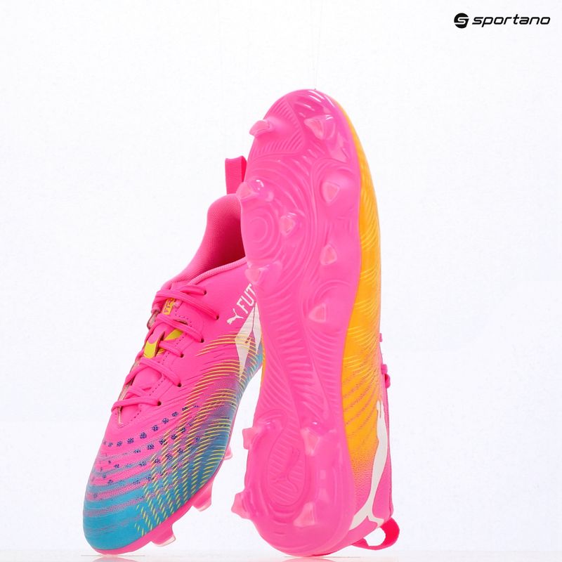 Children's football boots PUMA Future 9 Play FG/AG Jr poison pink/puma wht/sun stream/bright aqua/puma blk 14