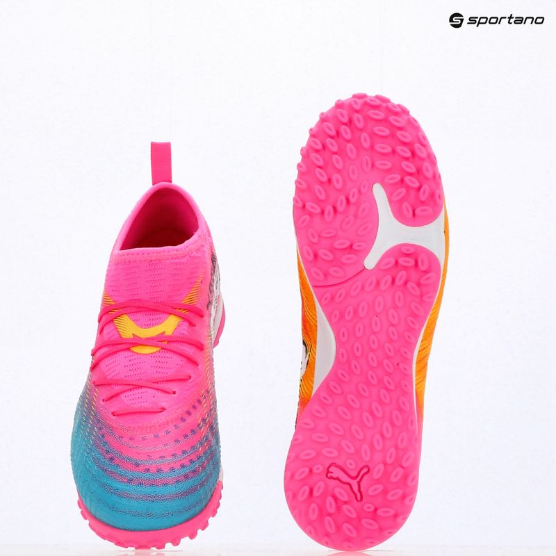 Children's football boots PUMA Future 9 Match TT + Mid Jr poison pink/puma wht/sun stream/bright aqua/puma blk 14