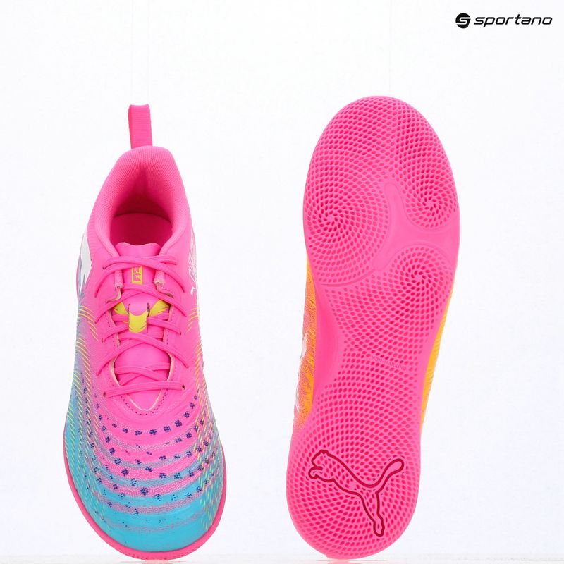 Children's football boots PUMA Future 9 Play IT Jr poison pink/puma wht/sun stream/bright aqua/puma blk 17