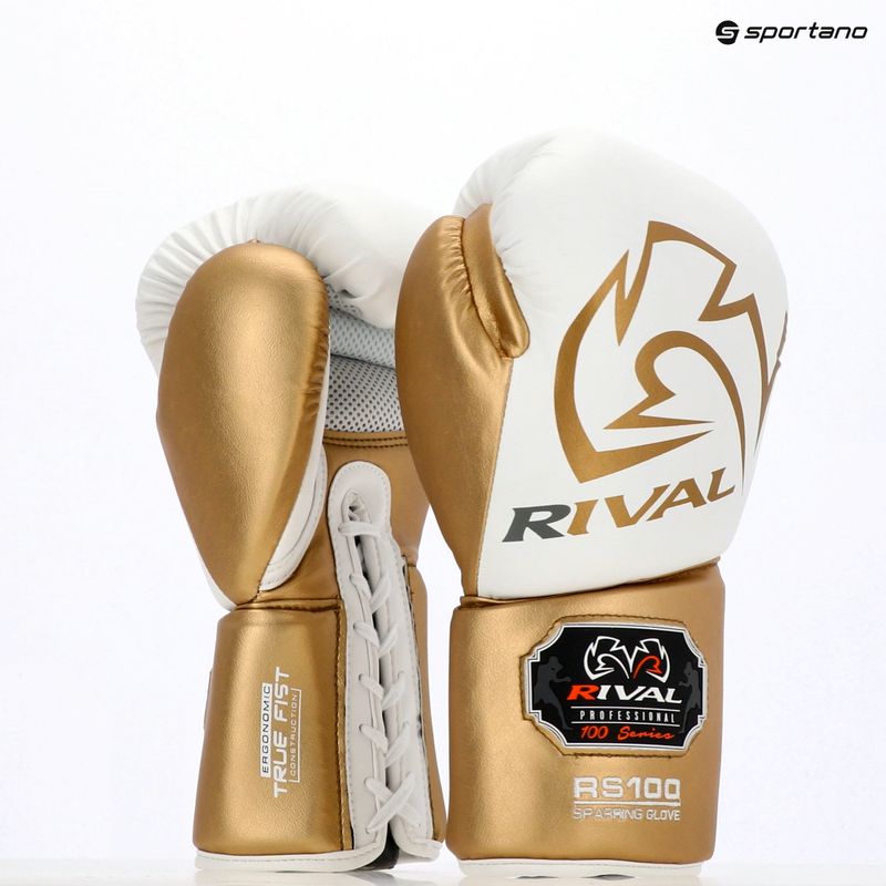 Rival RS100 Professional white/gold boxing gloves 5