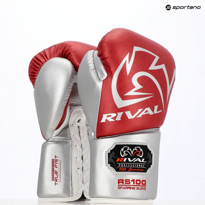 Boxing gloves Rival RS100 Professional red/silver 6