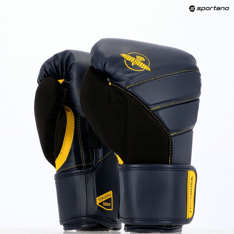 Hayabusa T3 navy/yellow boxing gloves 8
