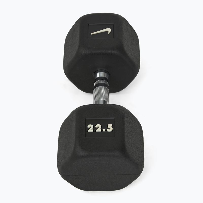 Rubber-coated dumbbell Nike Strength Hex Dumbbell 22,5 kg black/white 2