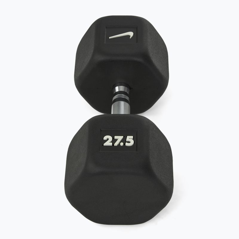 Rubber-coated dumbbell Nike Strength Hex Dumbbell 27,5 kg black/white 2