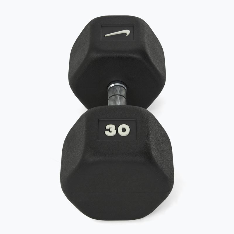 Rubber-coated dumbbell Nike Strength Hex Dumbbell 30 kg black/white 2