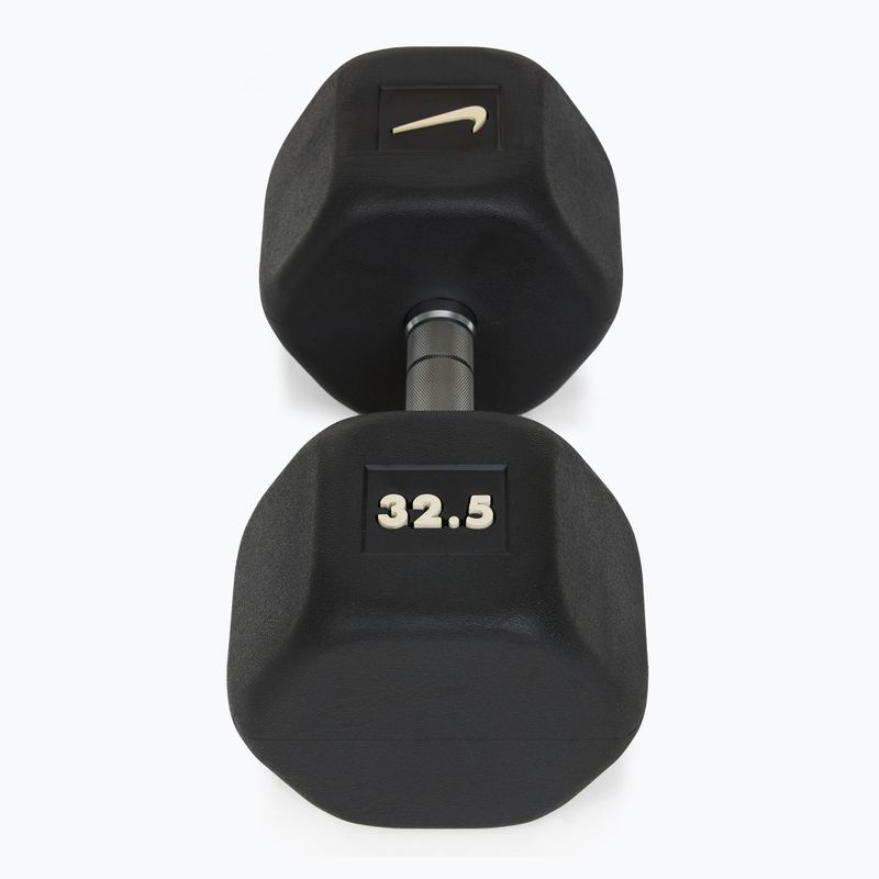 Rubber-coated dumbbell Nike Strength Hex Dumbbell 32,5 kg black/white 2