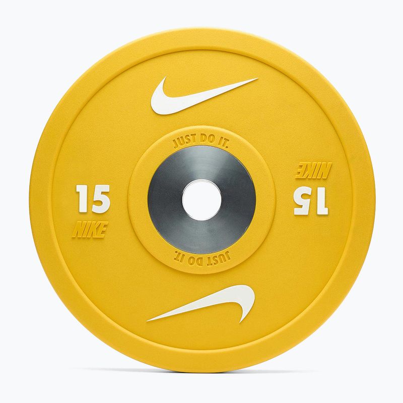 Bumper weight Nike Strength Pro Urethane Bumper Plates 15 kg yellow/white