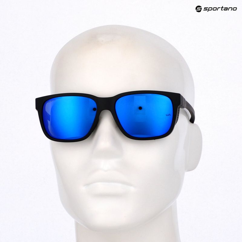 Men's Under Armour Glacial matte black/grey blue mirror silver polarized sunglasses o 10