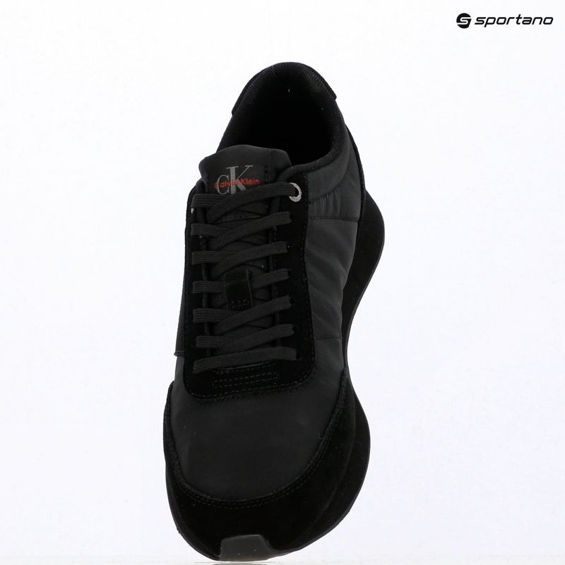 Men's shoes Calvin Klein HM0HM02212 Retro Runner Bans Leather Suede triple black/adrenaline rush 9