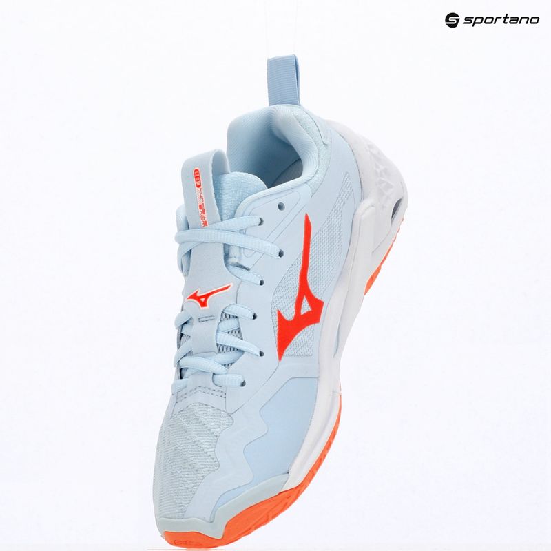 Women's handball shoes Mizuno Wave Stealth Neo 2.1 blue finch/lava orange/white 9