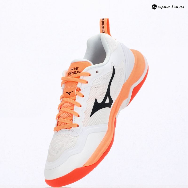 Handball shoes Mizuno Wave Stealth Elite white/lava orange 9