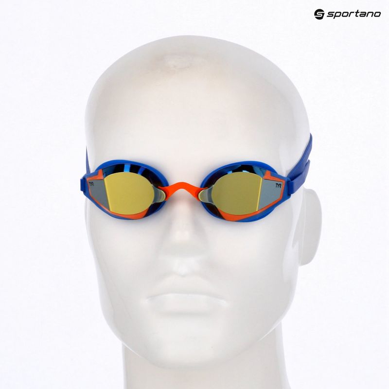 Swimming goggles TYR Stealth-X Performance Mirrored navy/gold 6