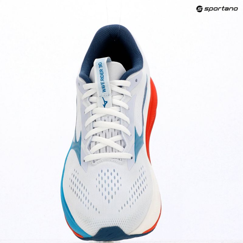 Men's running shoes Mizuno Wave Rider 30 white/blue jewel/orange 15