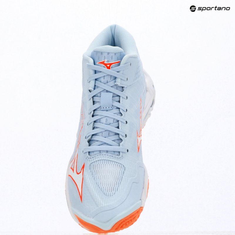 Women's volleyball shoes Mizuno Wave Lightning Elite Mid blue finch/whitelava orange 15