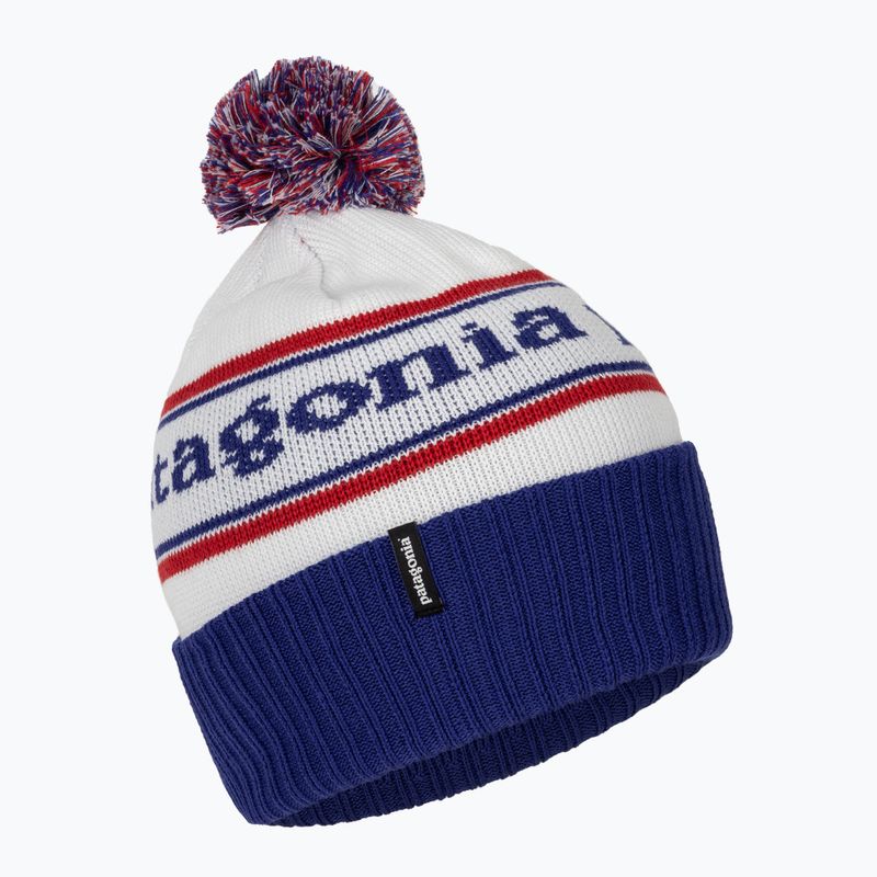 Patagonia Powder Town winter beanie park stripe / viking blue