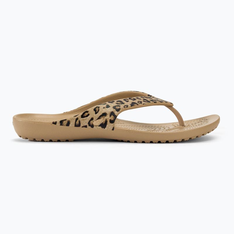 Women's Crocs Kadee II Leopard/gold flip flops 2