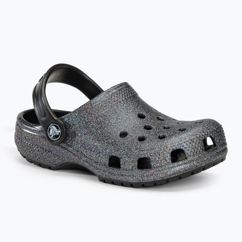 Crocs Classic Glitter Clog black children's slides 2