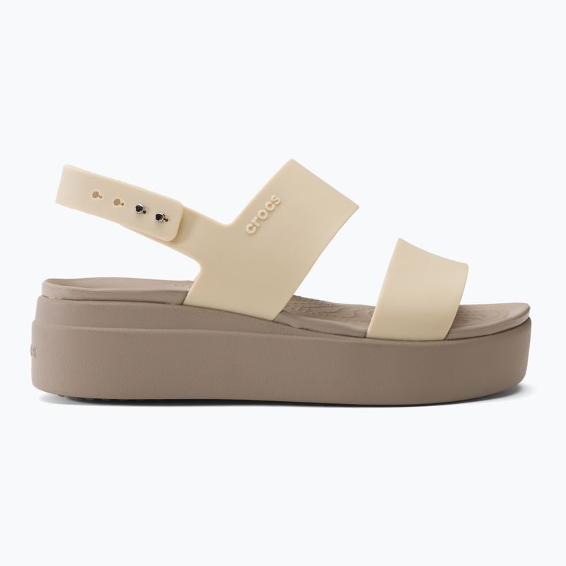 Women's Crocs Brooklyn Met Low Wedge metal champagne sandals 2