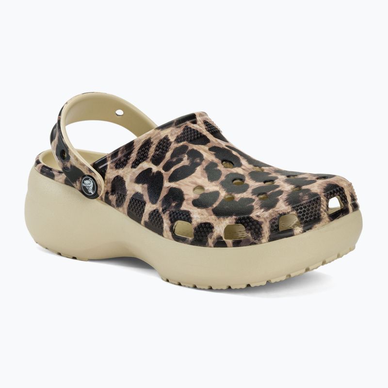 Women's Crocs Classic Platform Animal Remix slides bone/leopard 2