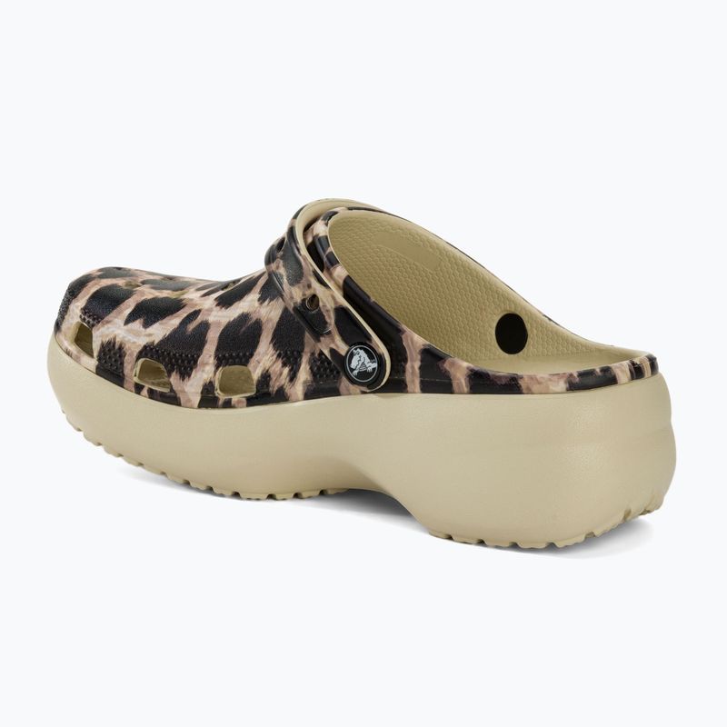 Women's Crocs Classic Platform Animal Remix slides bone/leopard 4