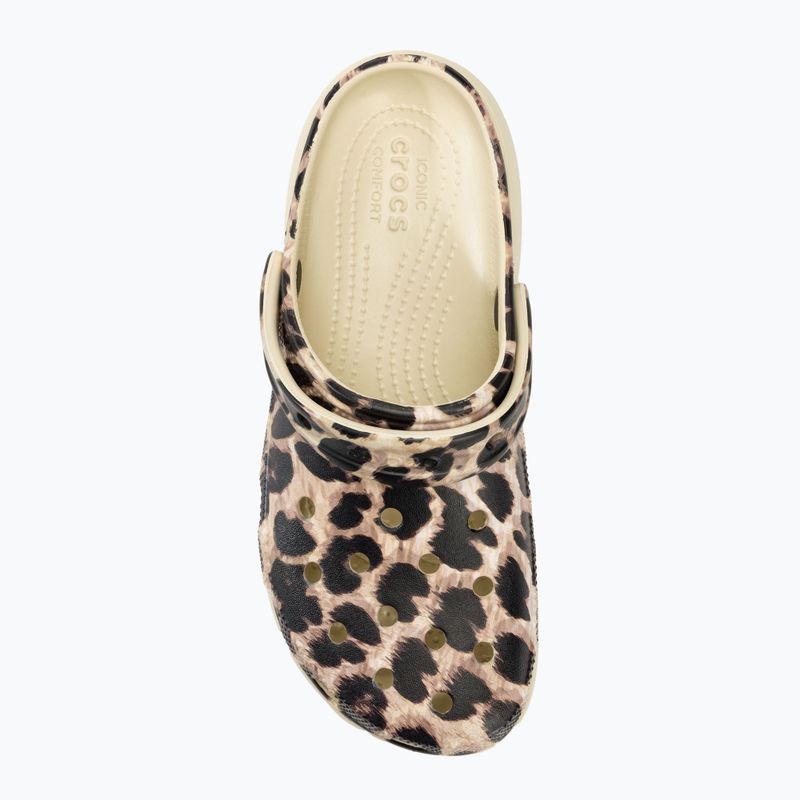 Women's Crocs Classic Platform Animal Remix slides bone/leopard 6