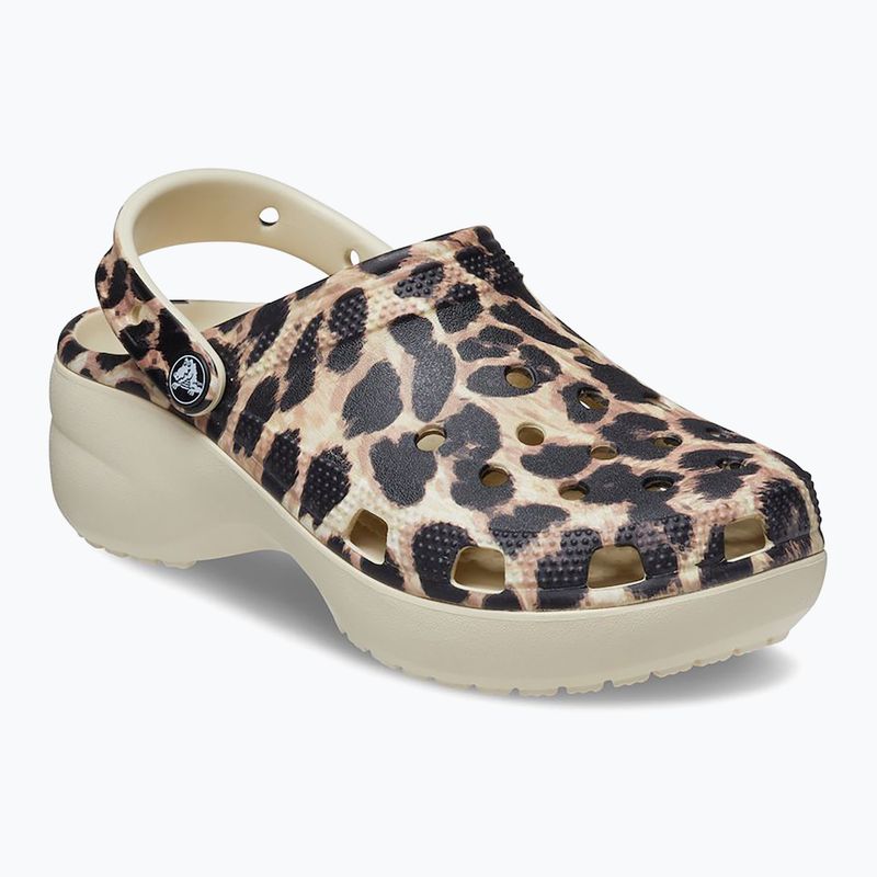 Women's Crocs Classic Platform Animal Remix slides bone/leopard 9