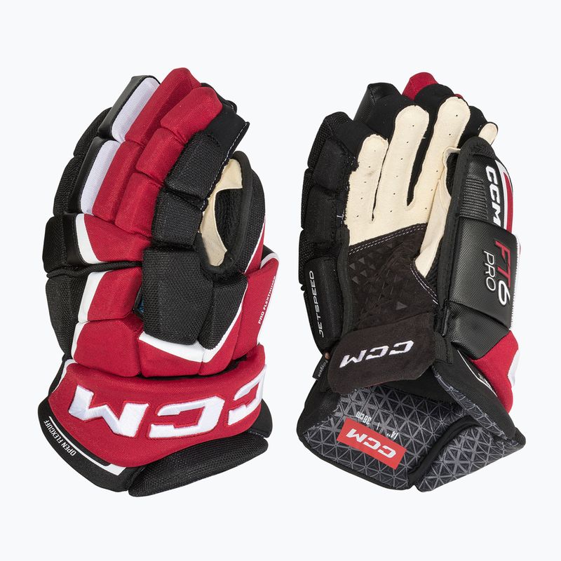 CCM JetSpeed FT6 Pro SR hockey gloves black/red/white