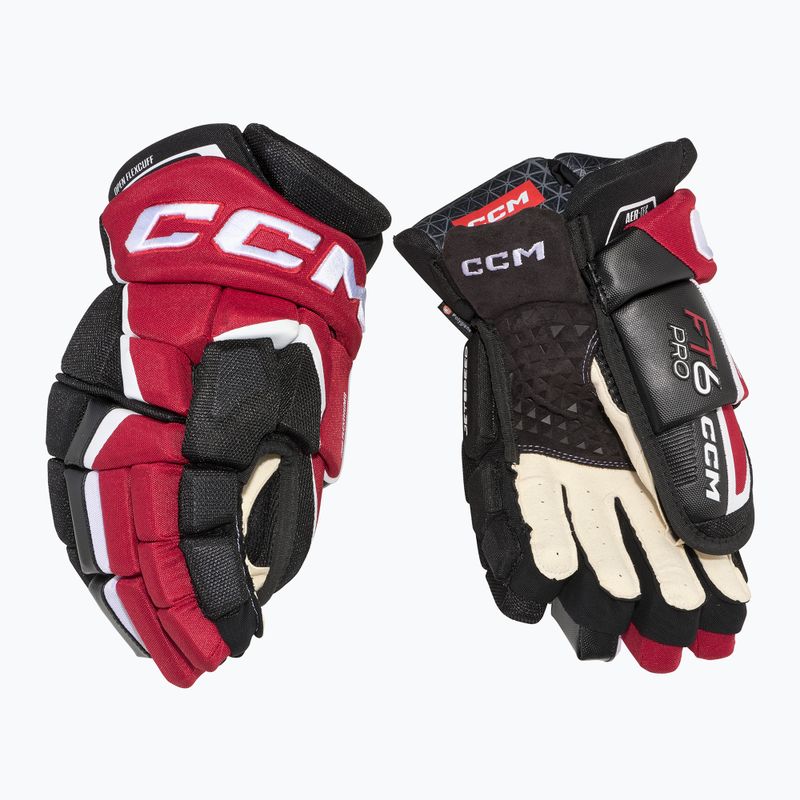 CCM JetSpeed FT6 Pro SR hockey gloves black/red/white 2