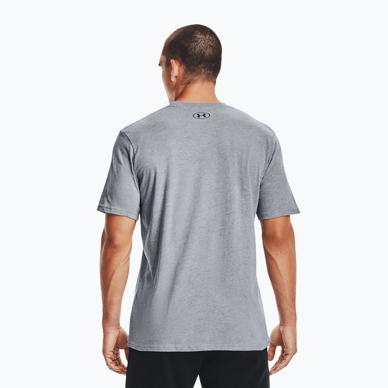 Men's Under Armour Sportstyle Left Chest SS steel light heather/black training t-shirt 2