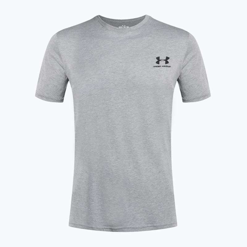 Men's Under Armour Sportstyle Left Chest SS steel light heather/black training t-shirt 4
