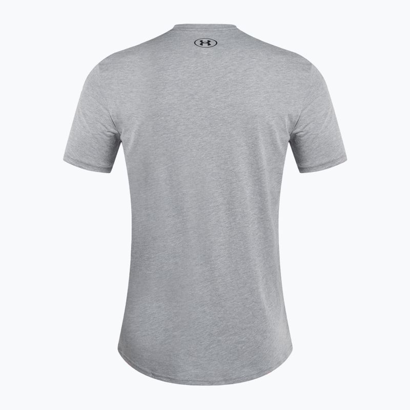 Men's Under Armour Sportstyle Left Chest SS steel light heather/black training t-shirt 5