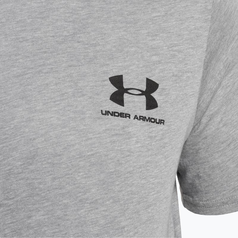 Men's Under Armour Sportstyle Left Chest SS steel light heather/black training t-shirt 6