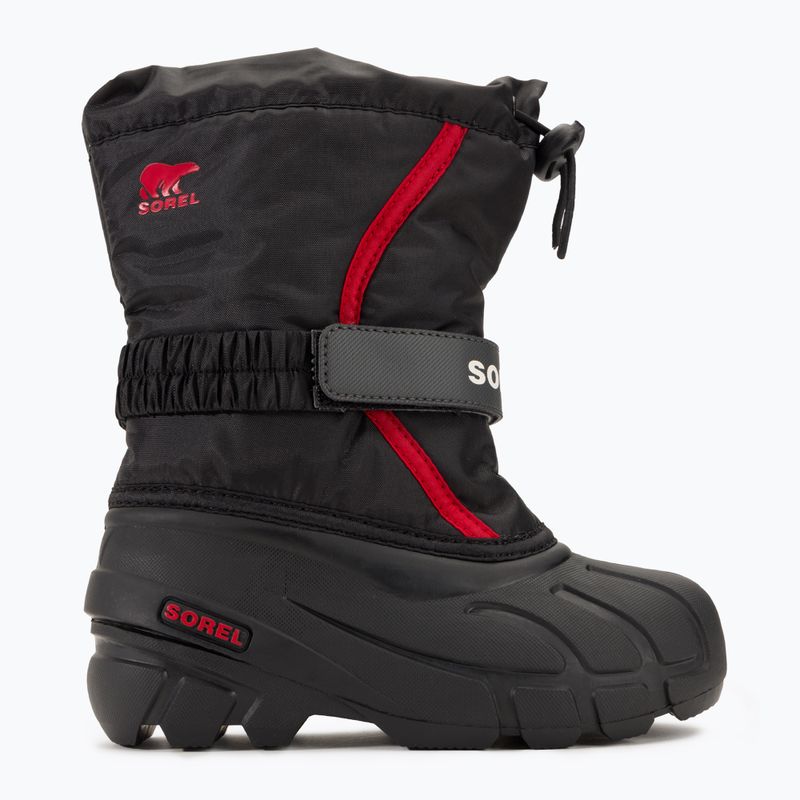 Sorel Flurry Dtv black/bright red children's snow boots 2