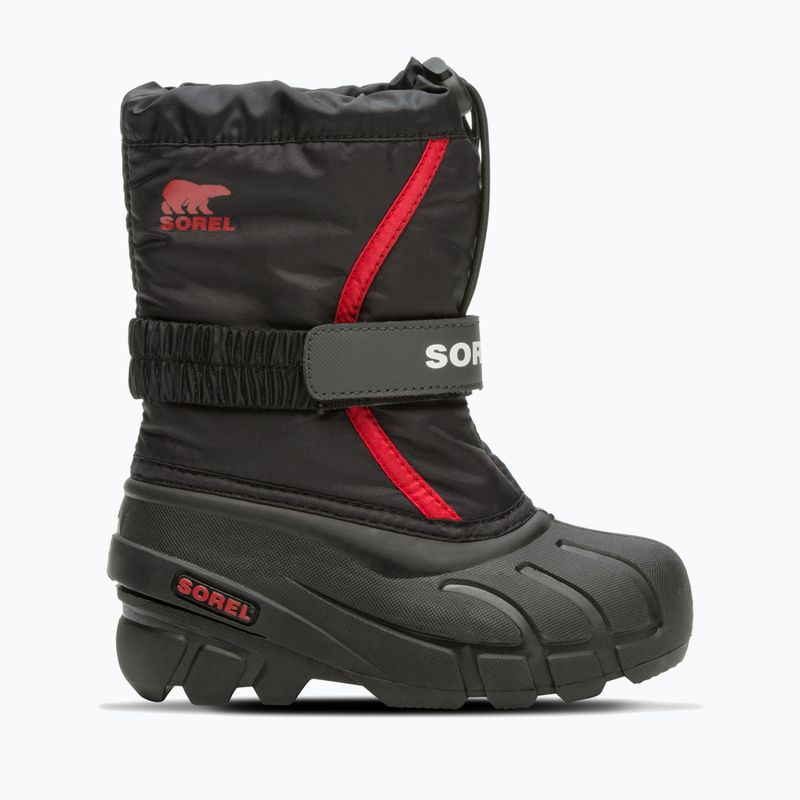 Sorel Flurry Dtv black/bright red children's snow boots 7