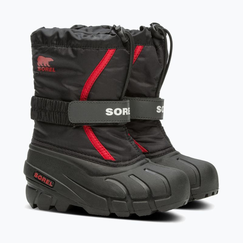Sorel Flurry Dtv black/bright red children's snow boots 9