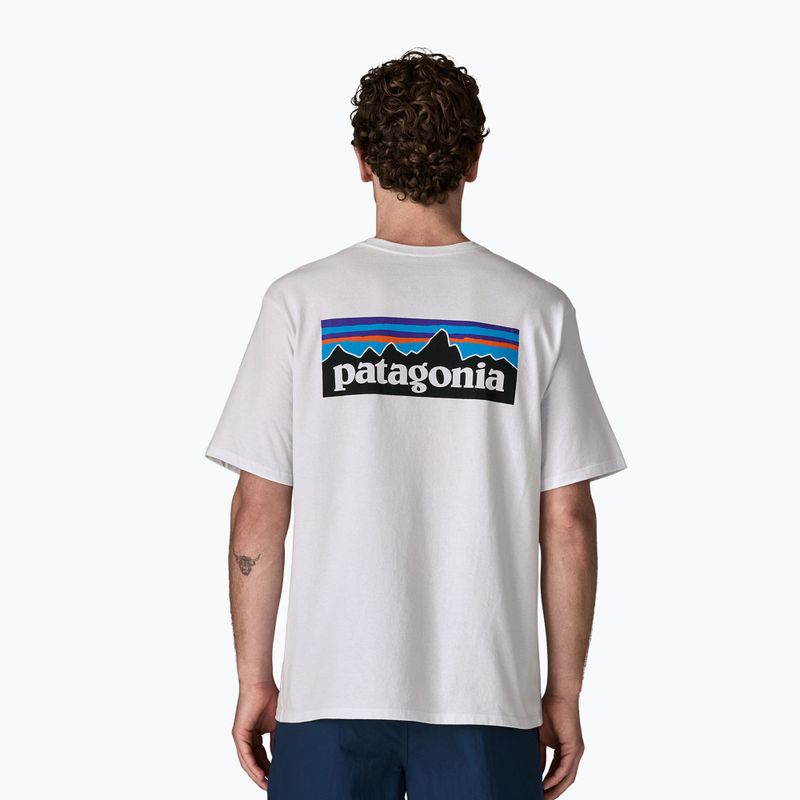 Men's Patagonia P-6 Logo Responsibili-Tee trekking t-shirt white 2