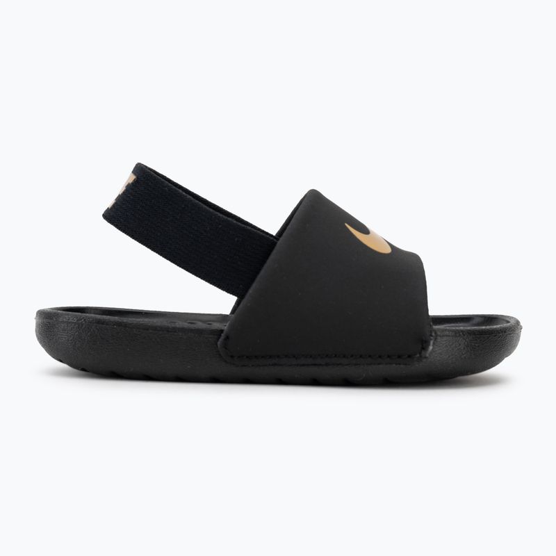 Children's slides Nike Kawa black/metallic gold 2