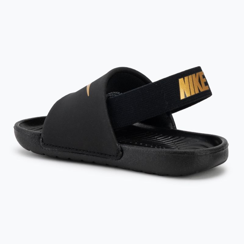 Children's slides Nike Kawa black/metallic gold 3