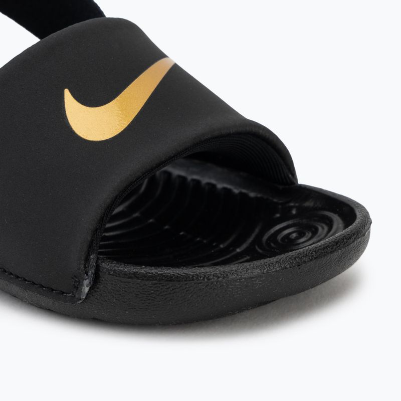 Children's slides Nike Kawa black/metallic gold 7