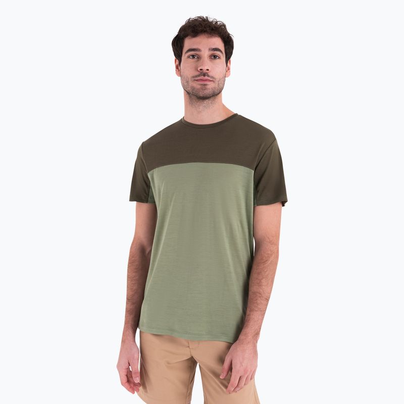 Men's Icebreaker Merino Cool-Lite Sphere III SS Tee Colour Block lichen/loden trekking t-shirt