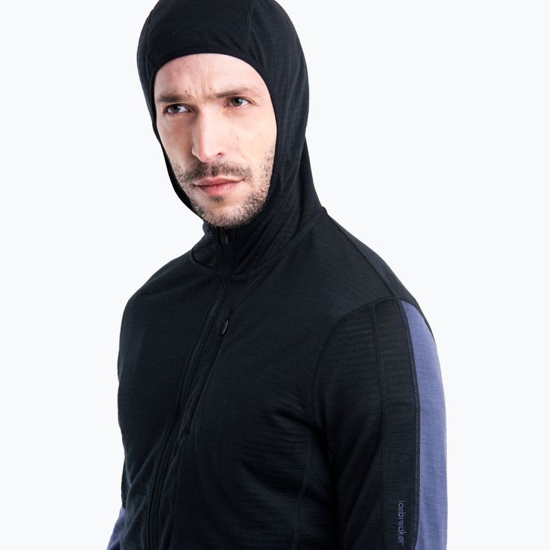 Men's Icebreaker Merino 200 Realfleece™ Descender trekking sweatshirt black/graphite/cb 4