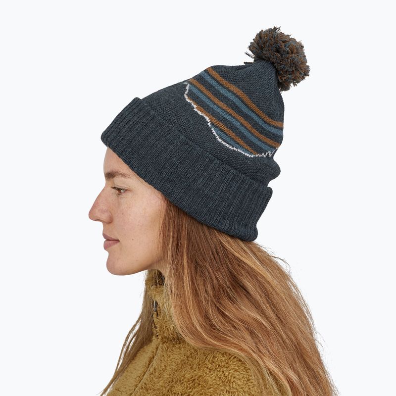 Patagonia Powder Town Beanie fitz roy stripe knit/smolder blue 3